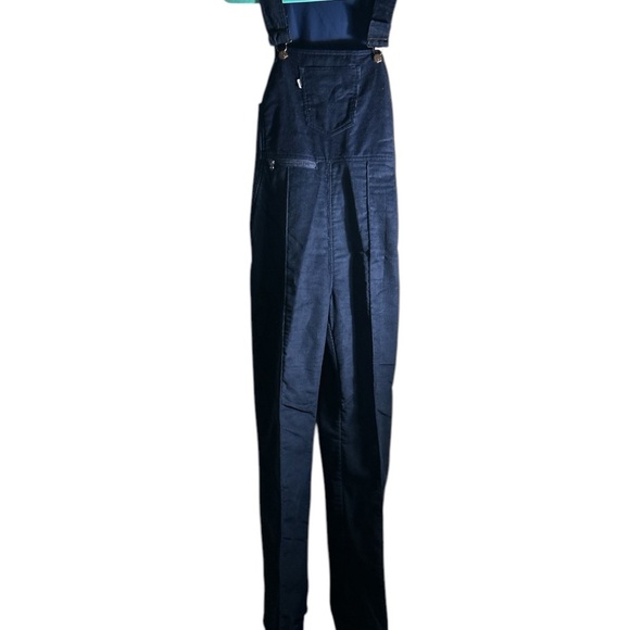 Vintage Levi’s Ski Bib 9/10 Navy Blue Women Corduroy Snow Overalls, RARE - Picture 1 of 5